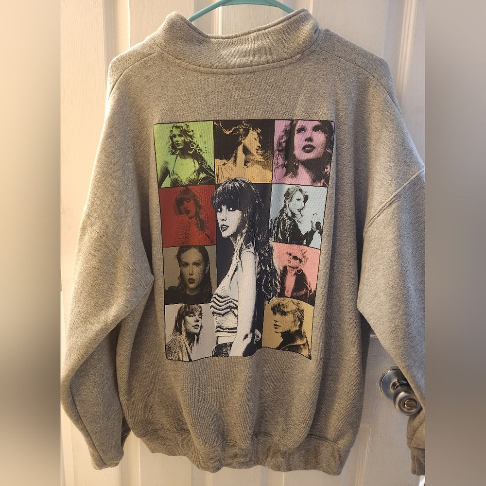 Gray Taylor Swift Eras Tour Half Zip Sweatshirt